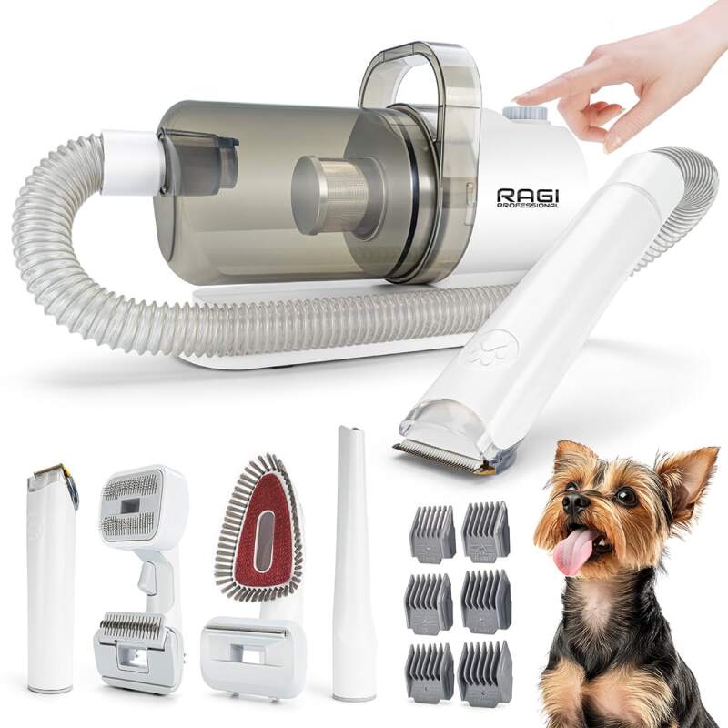 Dog Grooming Vacuum Kit with Clipper and Brushes