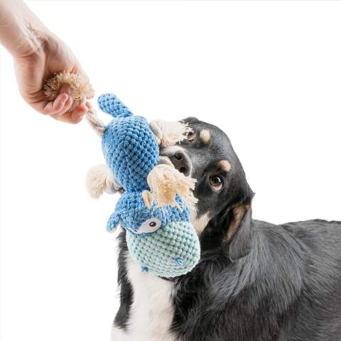 Alternative view of Blue Hippo Squeaky Plush Dog Toy