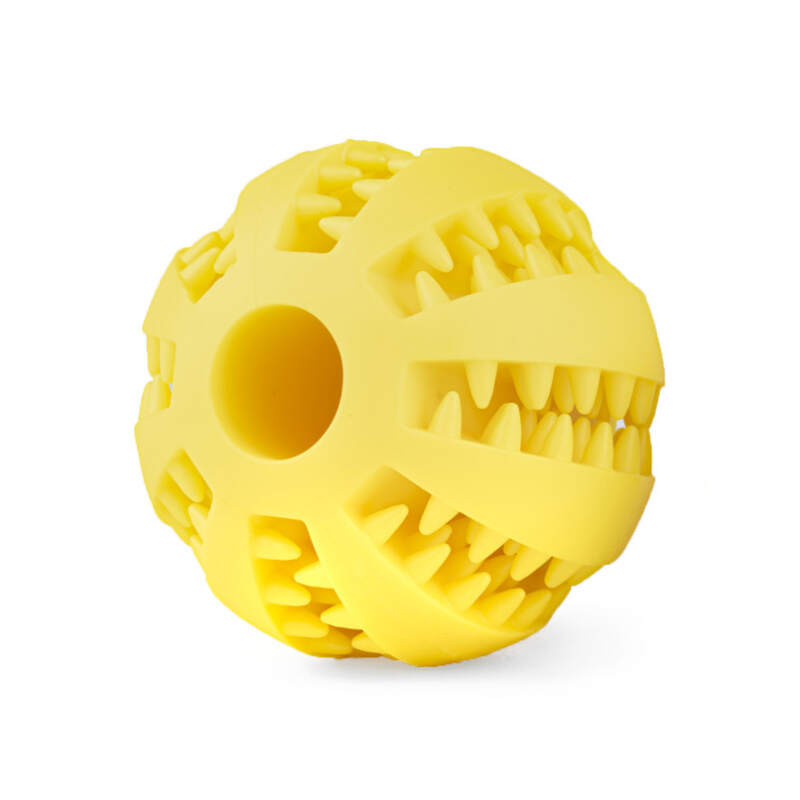 Dental Ball for Dogs with Treats Dispenser Chew Toy Yellow - Image 3