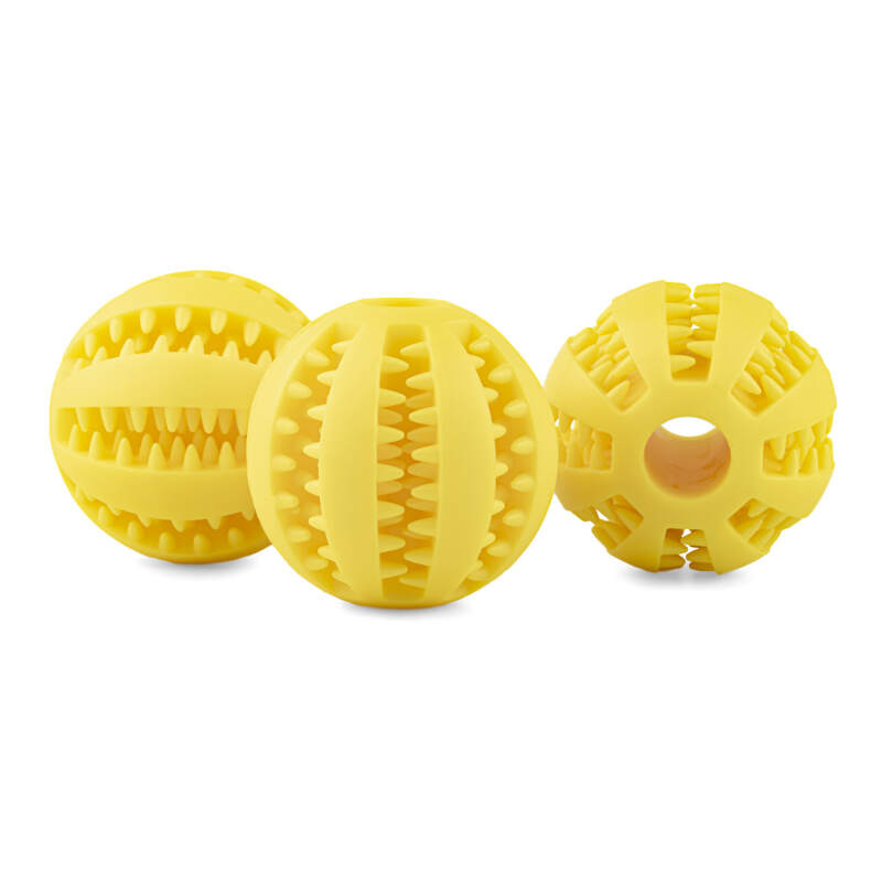 Dental Ball for Dogs with Treats Dispenser Chew Toy Yellow - Image 5