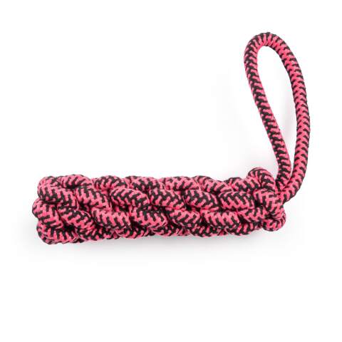 Braided Cotton Dog Tug Toy (Black & Pink)