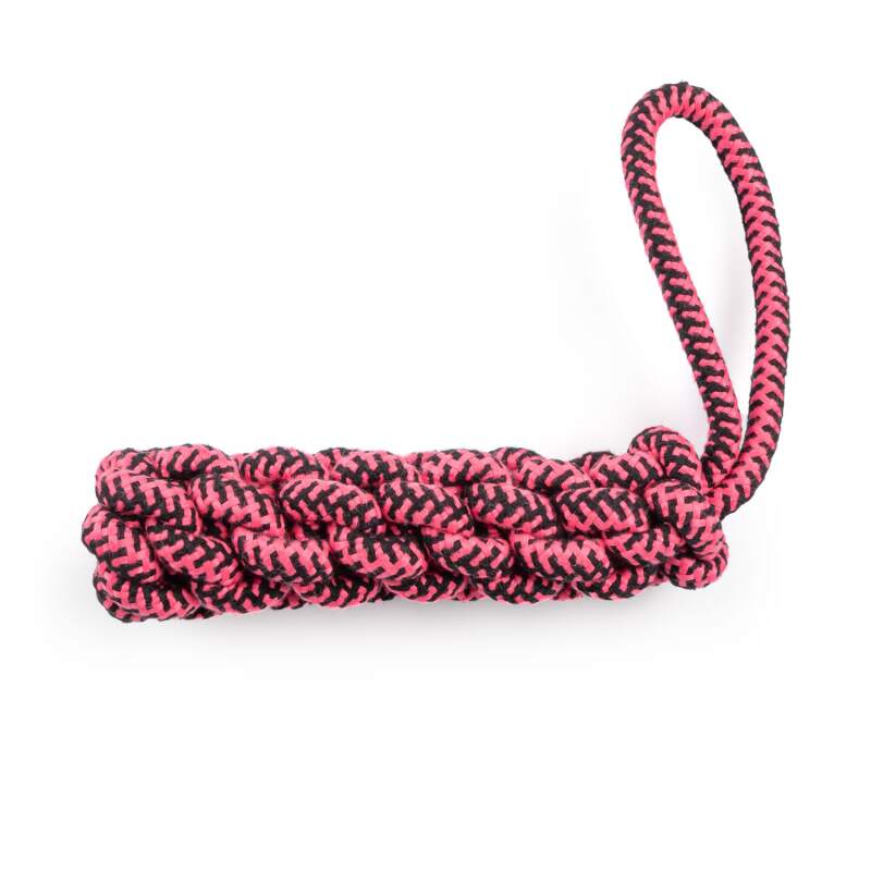 Braided Cotton Dog Tug Toy (Black & Pink)