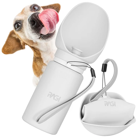 Portable Dog Water Bottle with Built-in Bowl, 550 ml