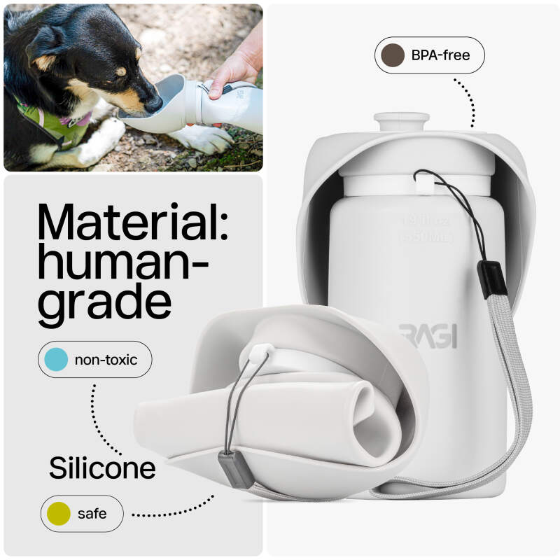 Portable Dog Water Bottle with Built-in Bowl, 550 ml - Image 9
