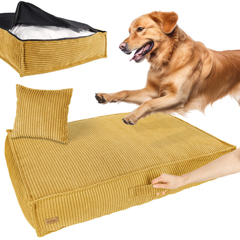 XL Mustard Corduroy Dog Bed