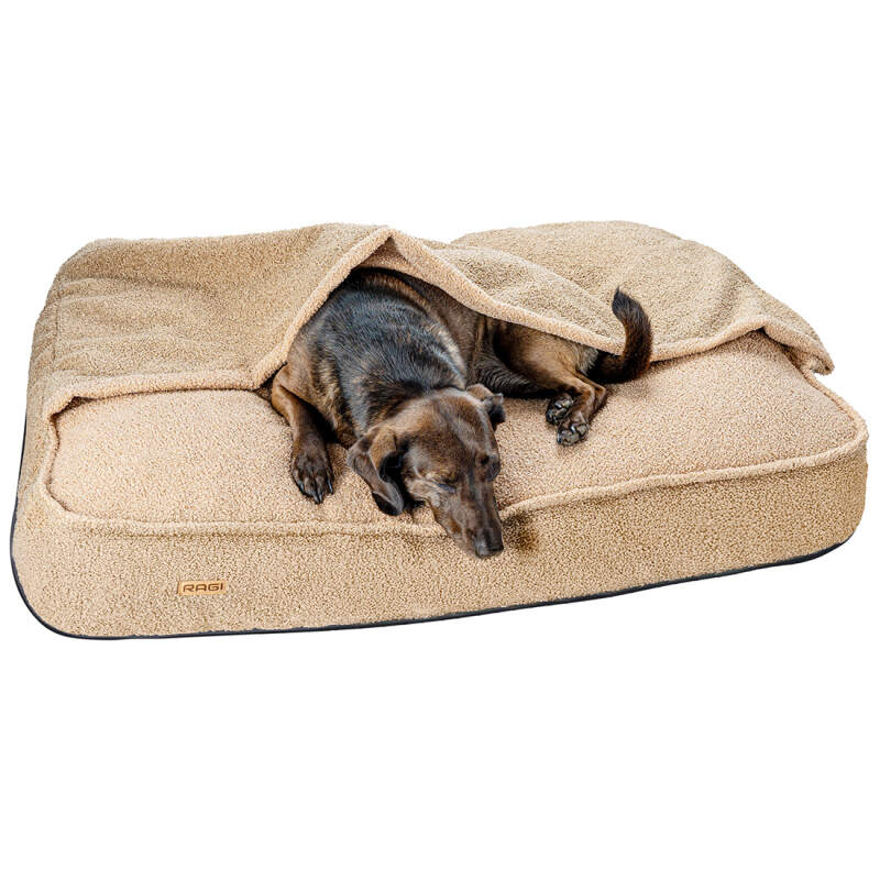 XL Beige Cave Dog Bed with Burrow Pocket - Image 2