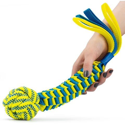 Dog Tug Toy with Weighted Ball and Handle, 40 cm