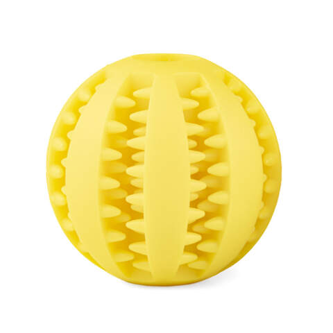 Alternative view of Dental Ball for Dogs with Treats Dispenser Chew Toy Yellow