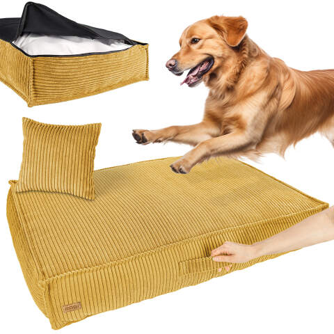 XL Hundebett aus Cord in Senfgelb