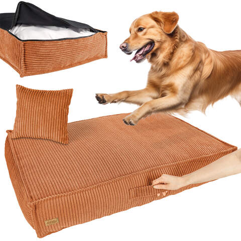 XL Hundebett aus Cord in Rostrot