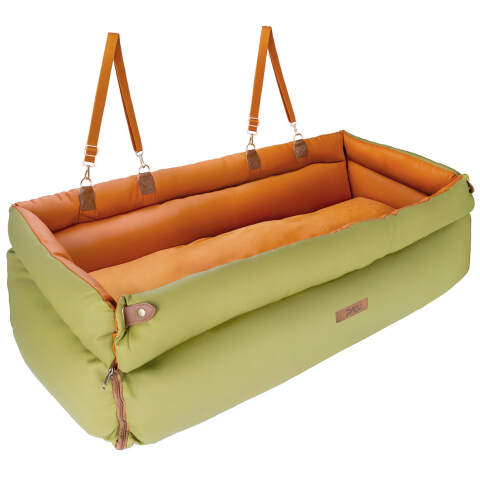 2-in-1 Hunde Autositz & Reisebett (Grün)